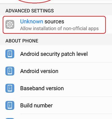 Enable Unknown apps on Android Nougat and lower